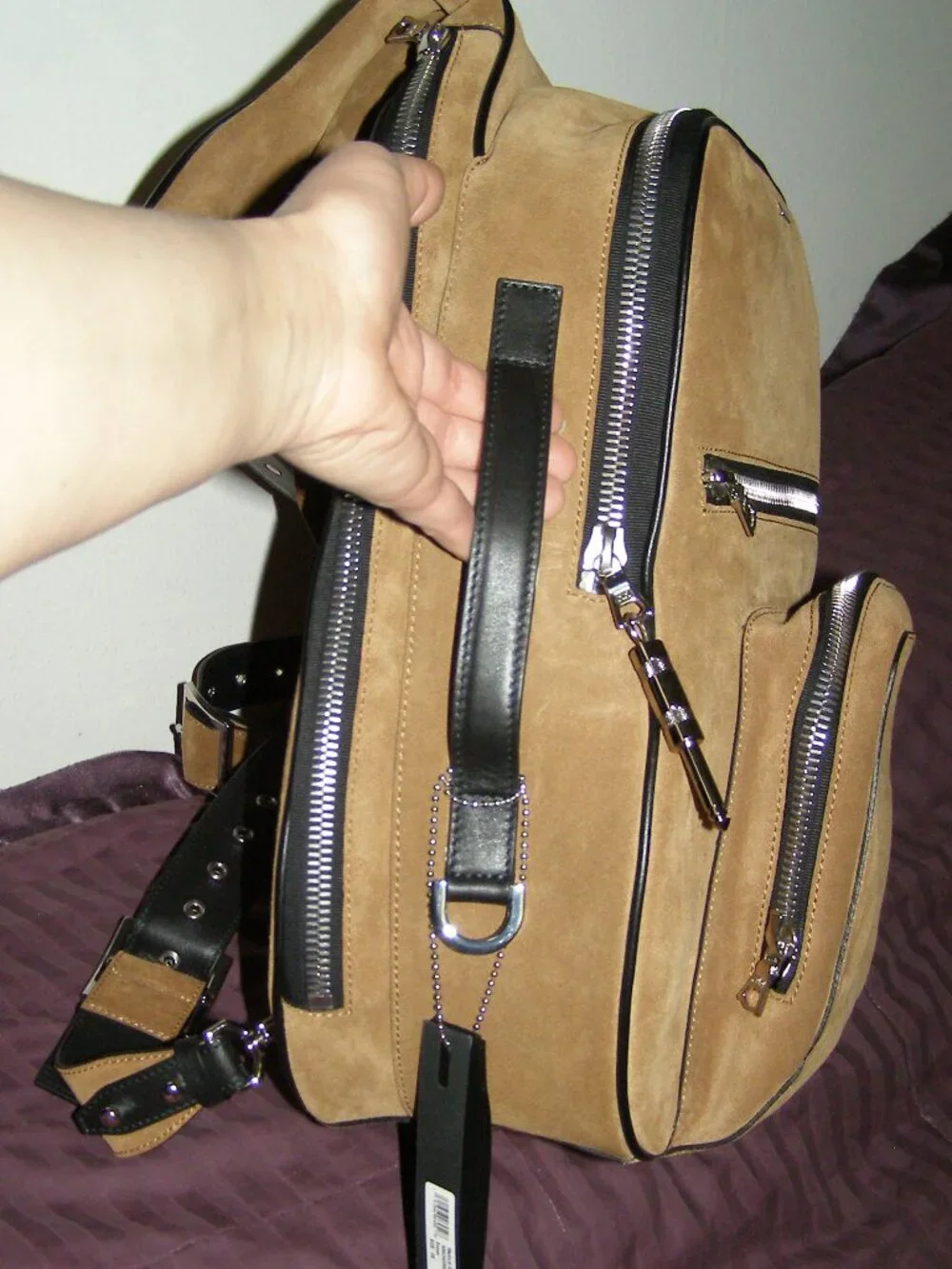 NWT Amiri medium Guitar Bag Brown Suede Backpack Mens Unisex Reversible Straps
